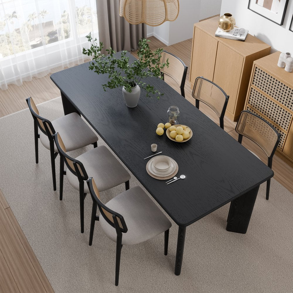 78" Black Solid Wood Oval Dining Table