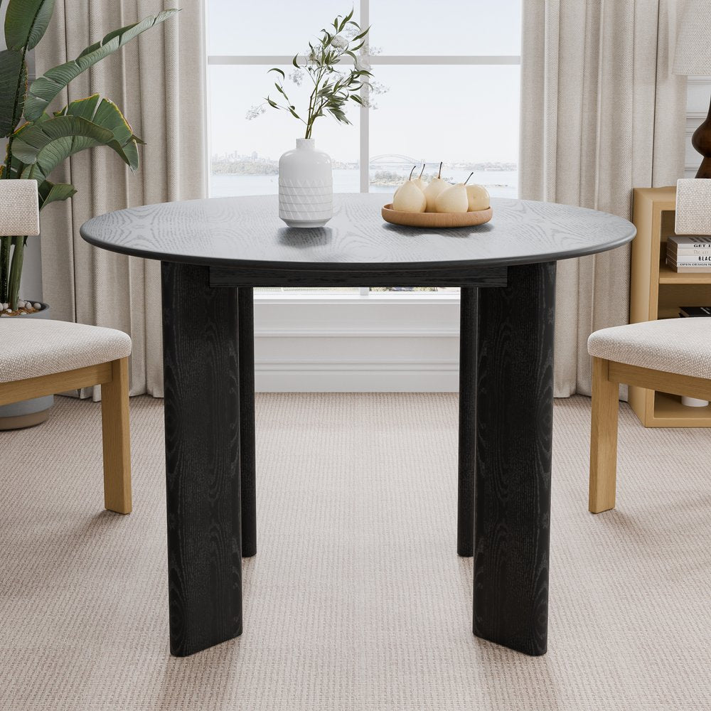 42" Black Solid Wood Round Top Dining Table
