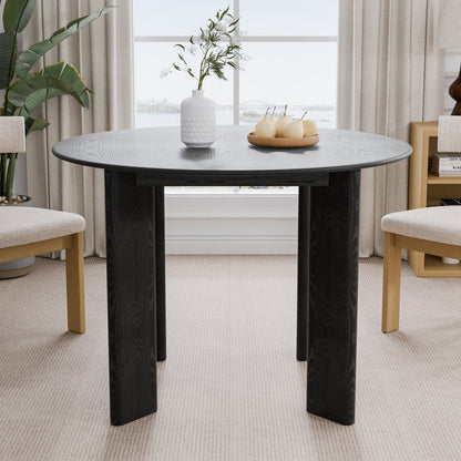 42" Black Solid Wood Round Top Dining Table
