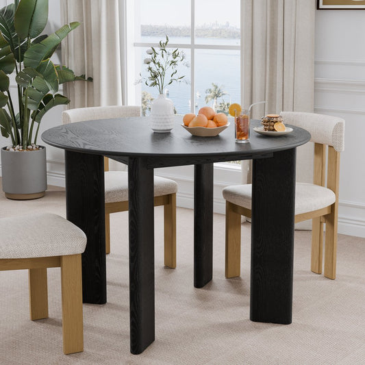42" Black Solid Wood Round Top Dining Table
