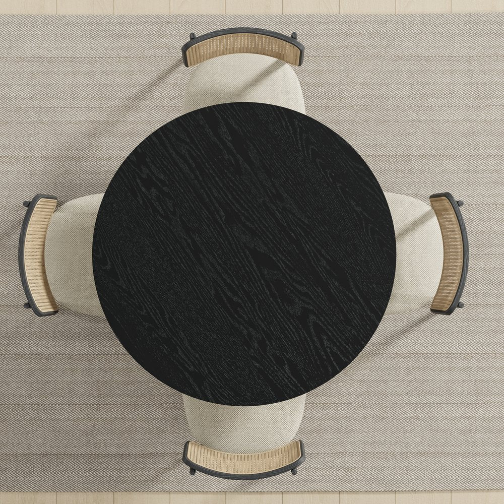 42" Black Solid Wood Round Top Dining Table