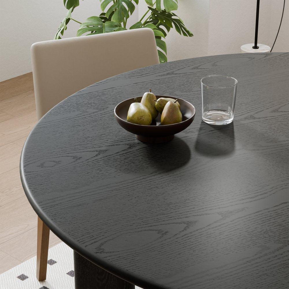 42" Black Solid Wood Round Top Dining Table