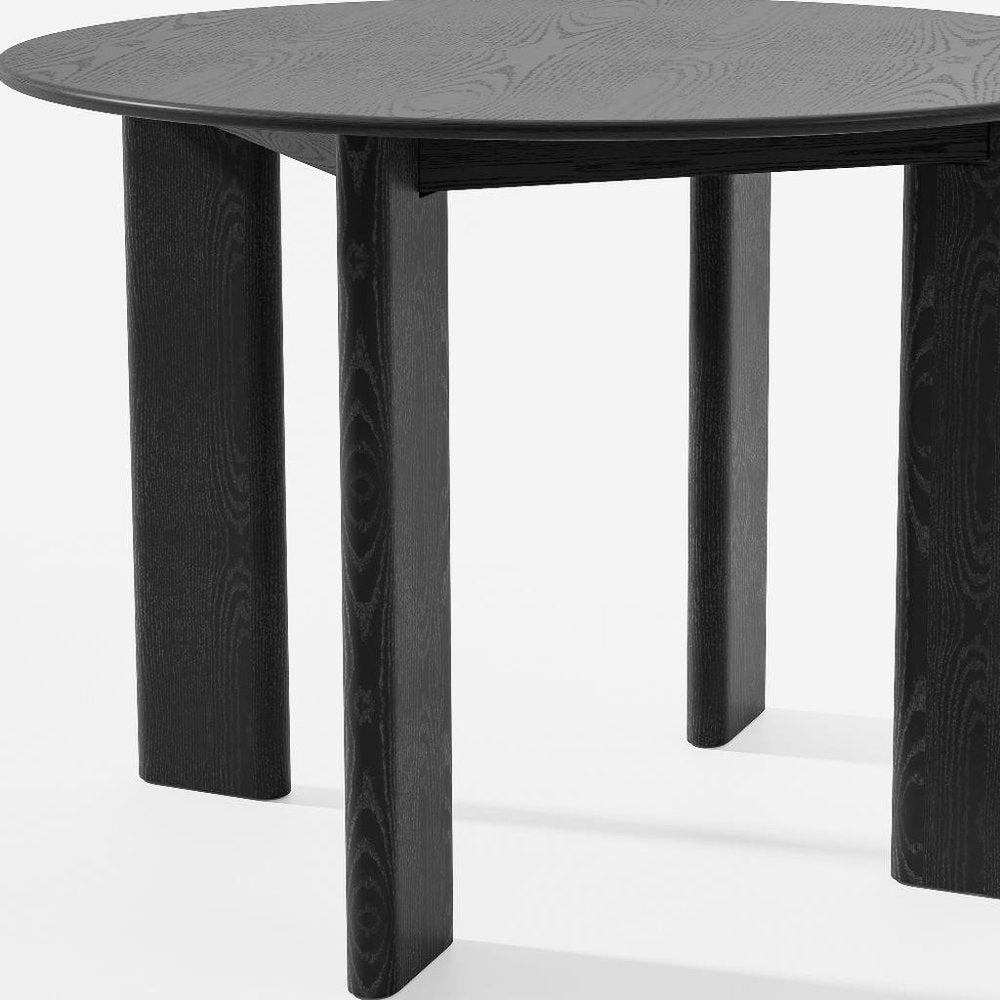 42" Black Solid Wood Round Top Dining Table