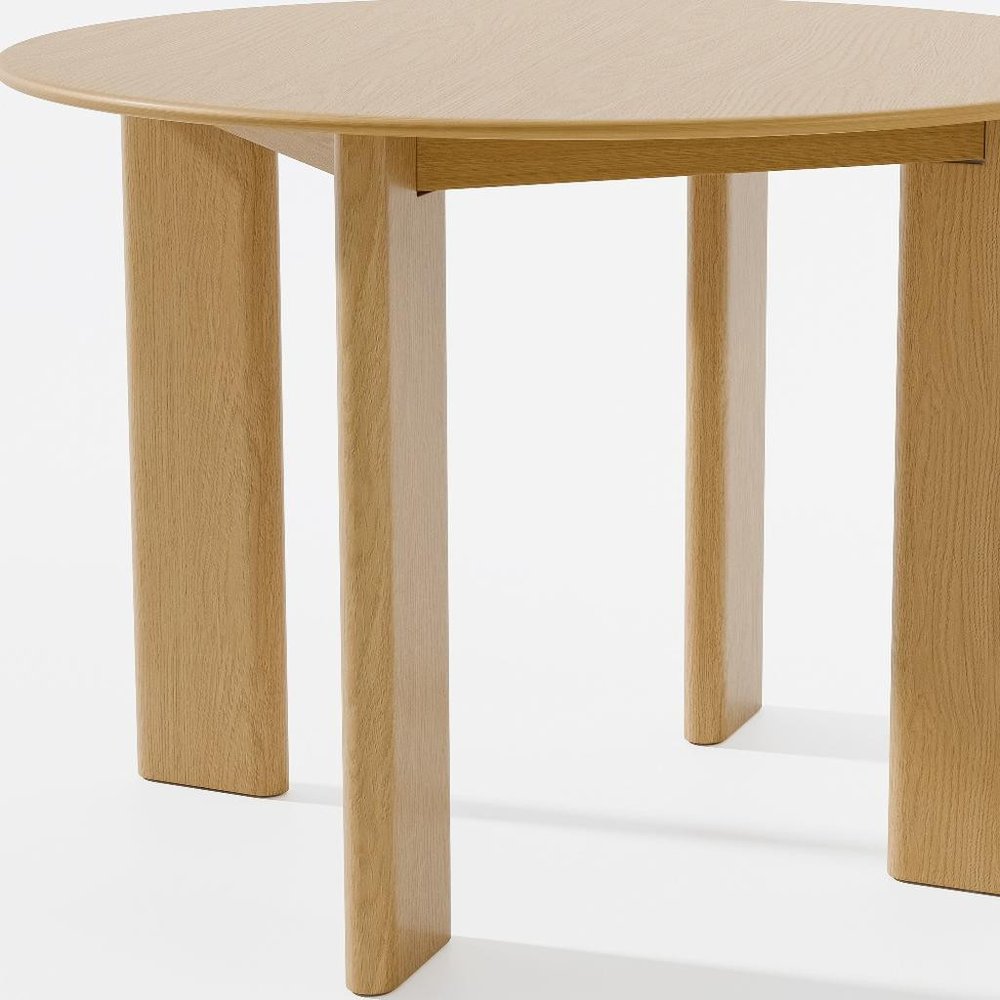 42" Beige Solid Wood Round Top Dining Table