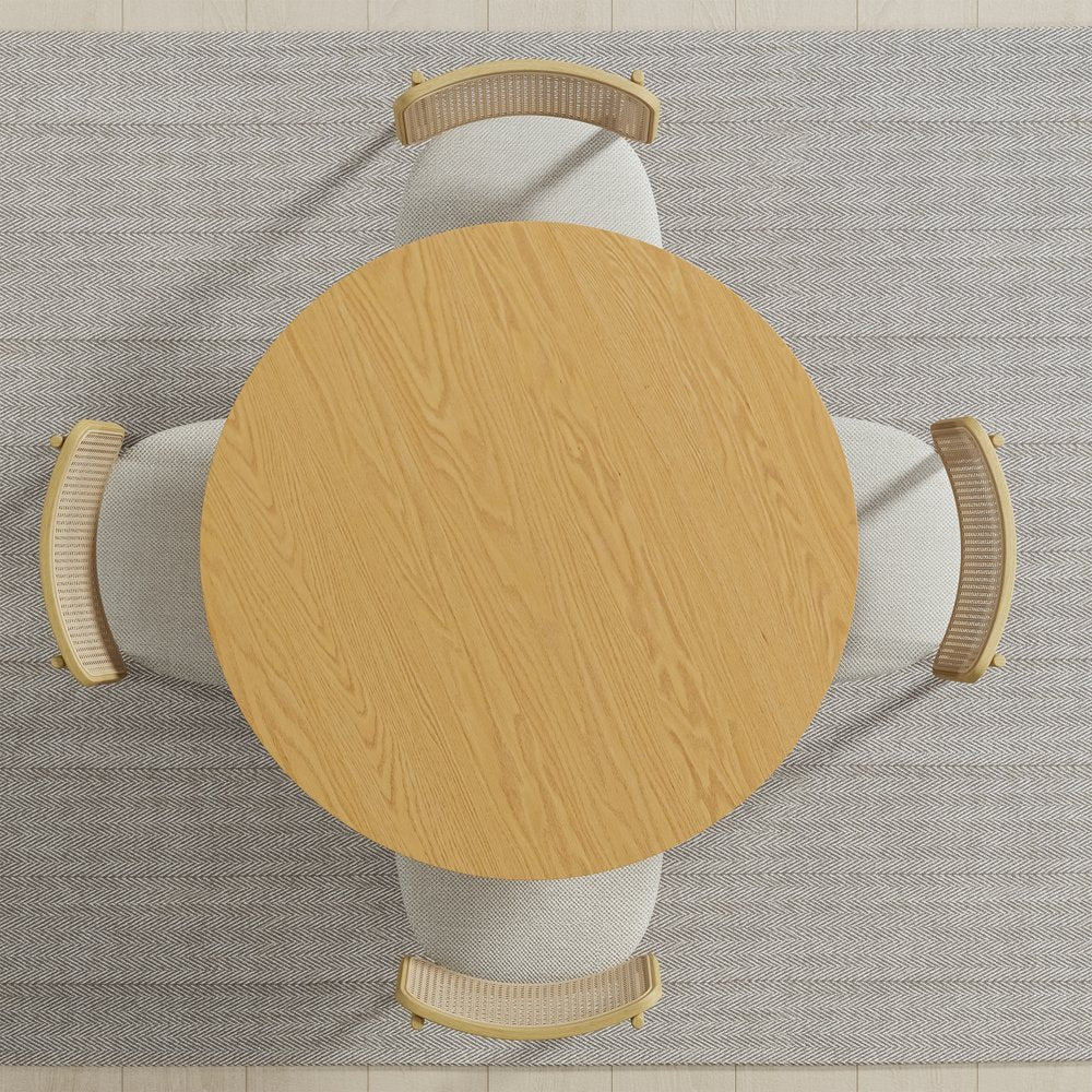 42" Beige Solid Wood Round Top Dining Table