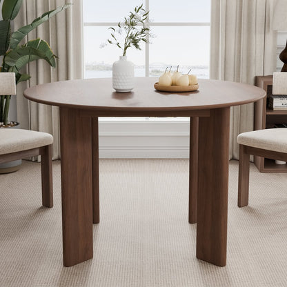 45" Brown Solid Wood Round Top Dining Table