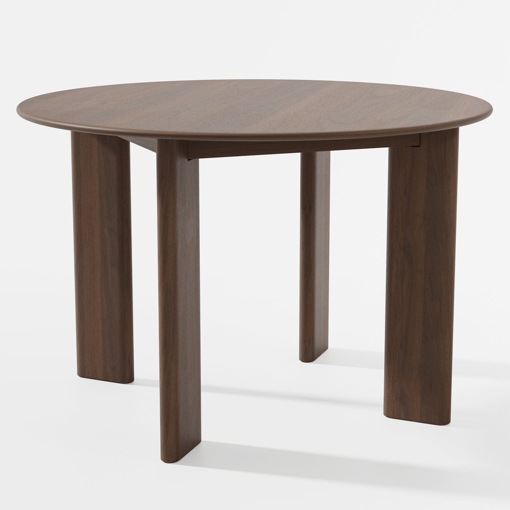 45" Brown Solid Wood Round Top Dining Table