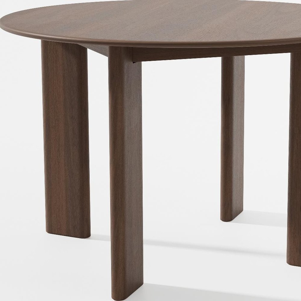 45" Brown Solid Wood Round Top Dining Table