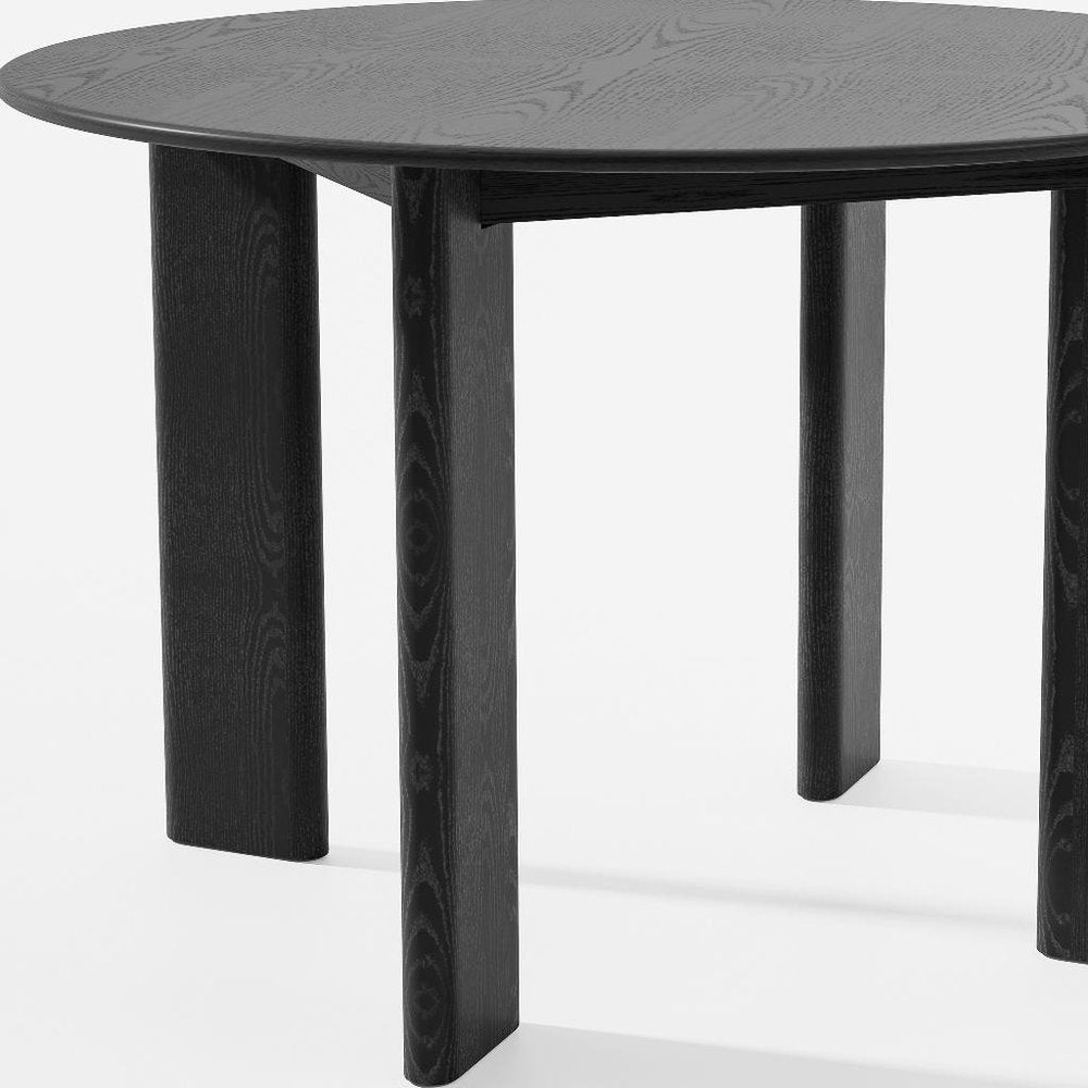 45" Black Solid Wood Round Top Dining Table