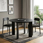 45" Black Solid Wood Round Top Dining Table