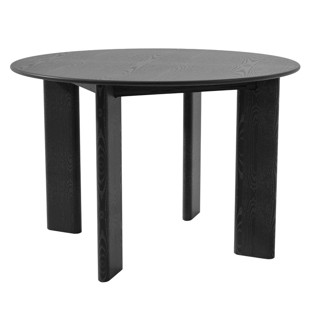 45" Black Solid Wood Round Top Dining Table