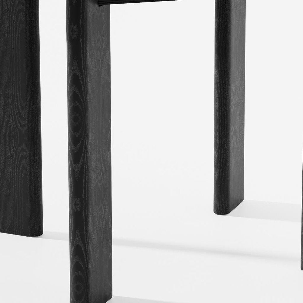 45" Black Solid Wood Round Top Dining Table