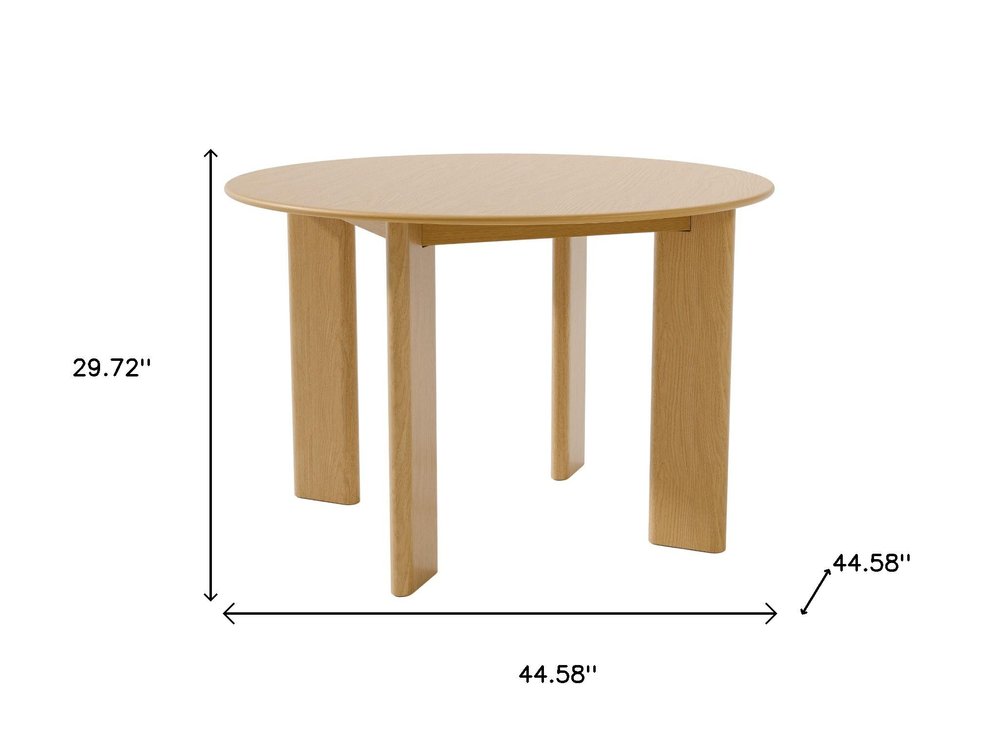 45" Beige Solid Wood Round Top Dining Table