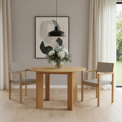 45" Beige Solid Wood Round Top Dining Table