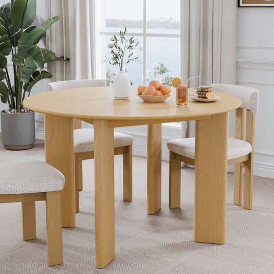 45" Beige Solid Wood Round Top Dining Table