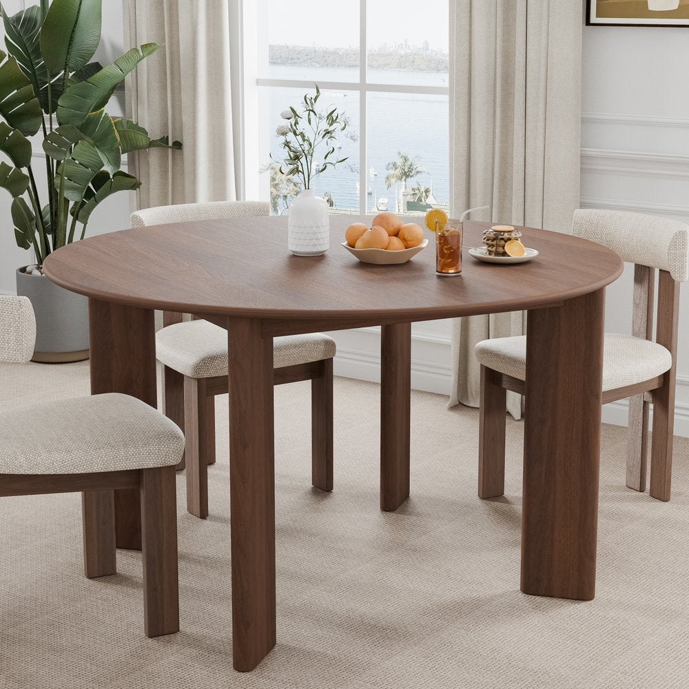 51" Brown Solid Wood Round Top Dining Table