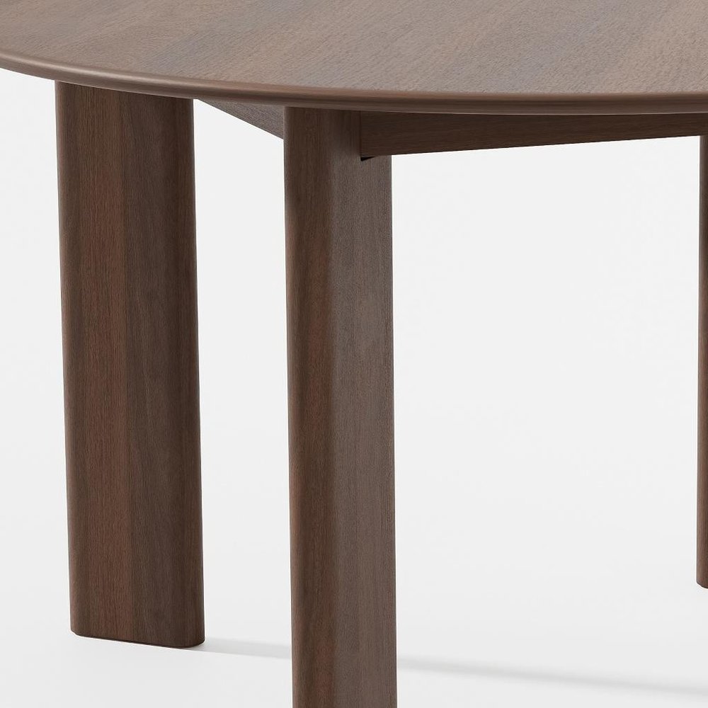 51" Brown Solid Wood Round Top Dining Table