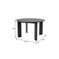 51" Black Solid Wood Round Top Dining Table