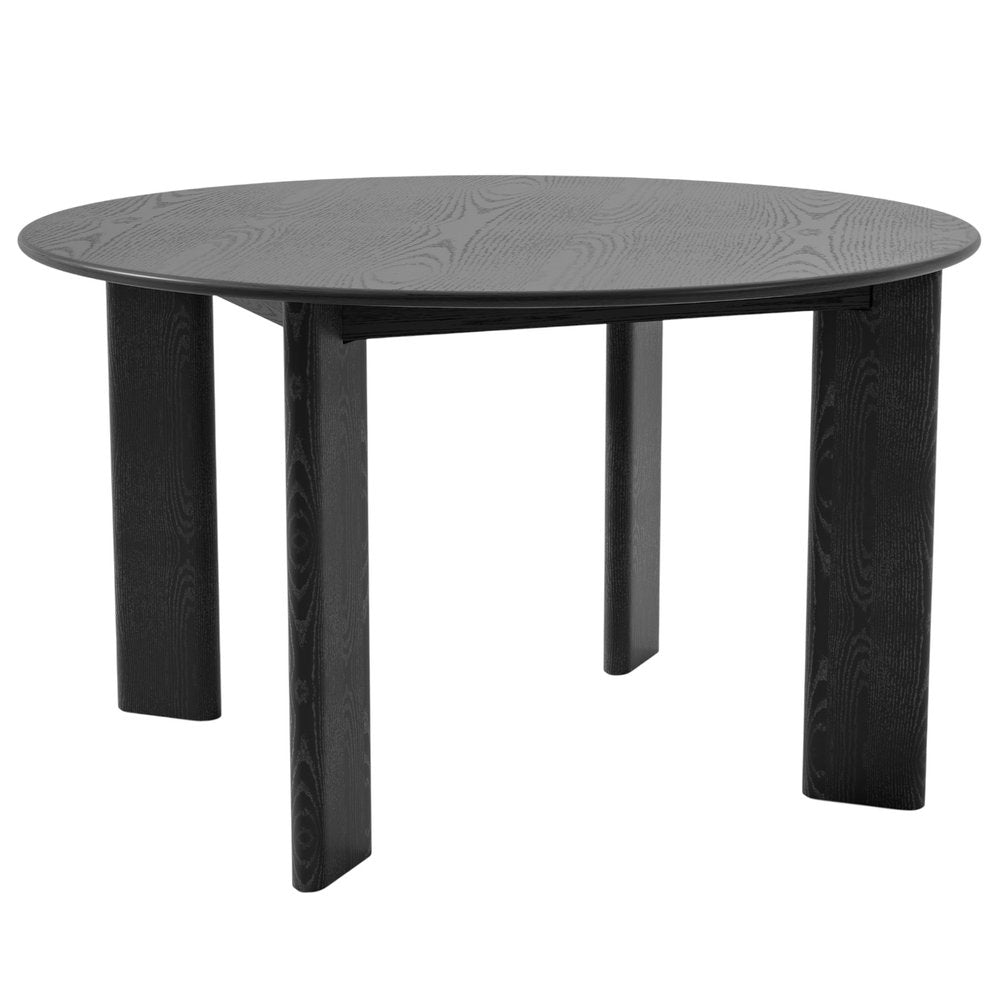 51" Black Solid Wood Round Top Dining Table