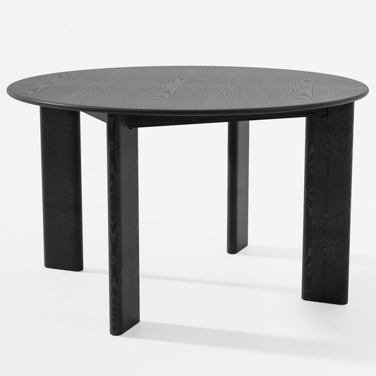 51" Black Solid Wood Round Top Dining Table