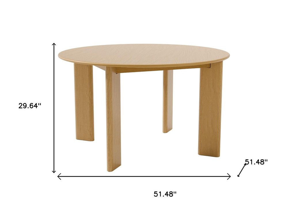 51" Beige Solid Wood Round Top Dining Table