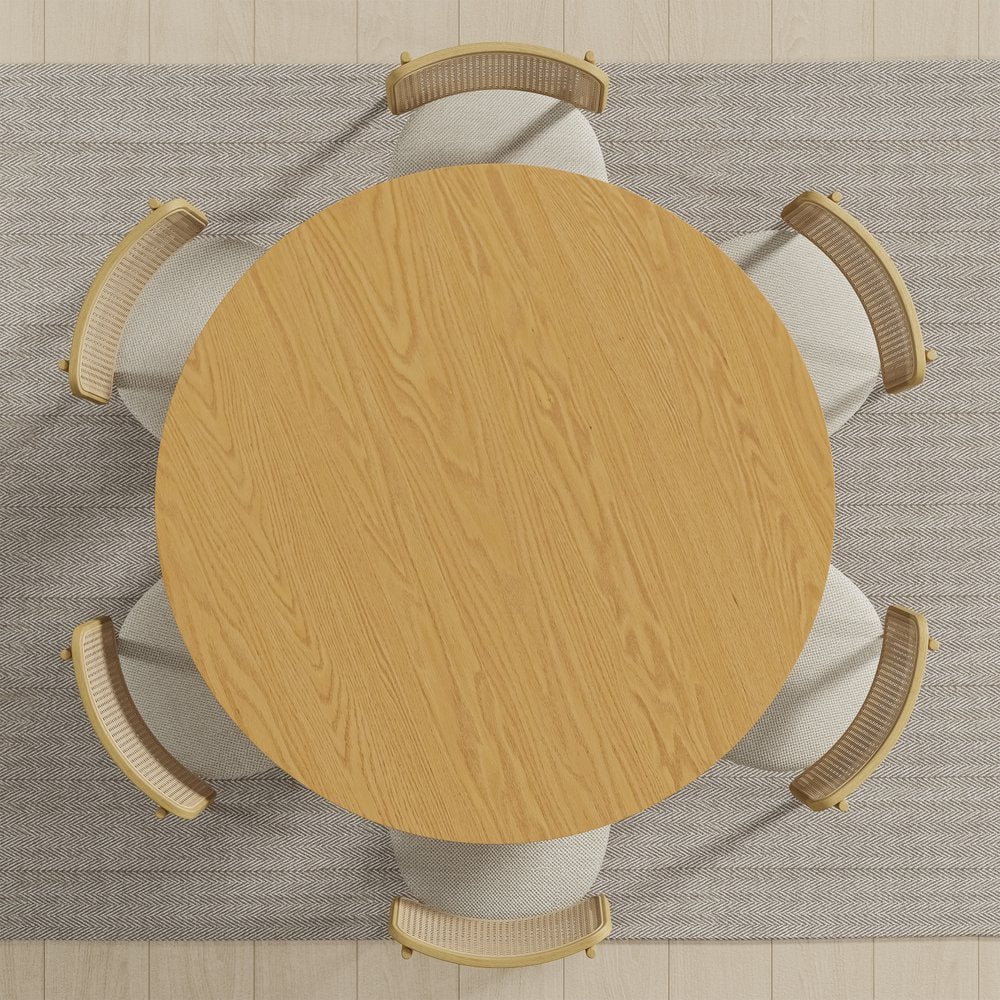 51" Beige Solid Wood Round Top Dining Table