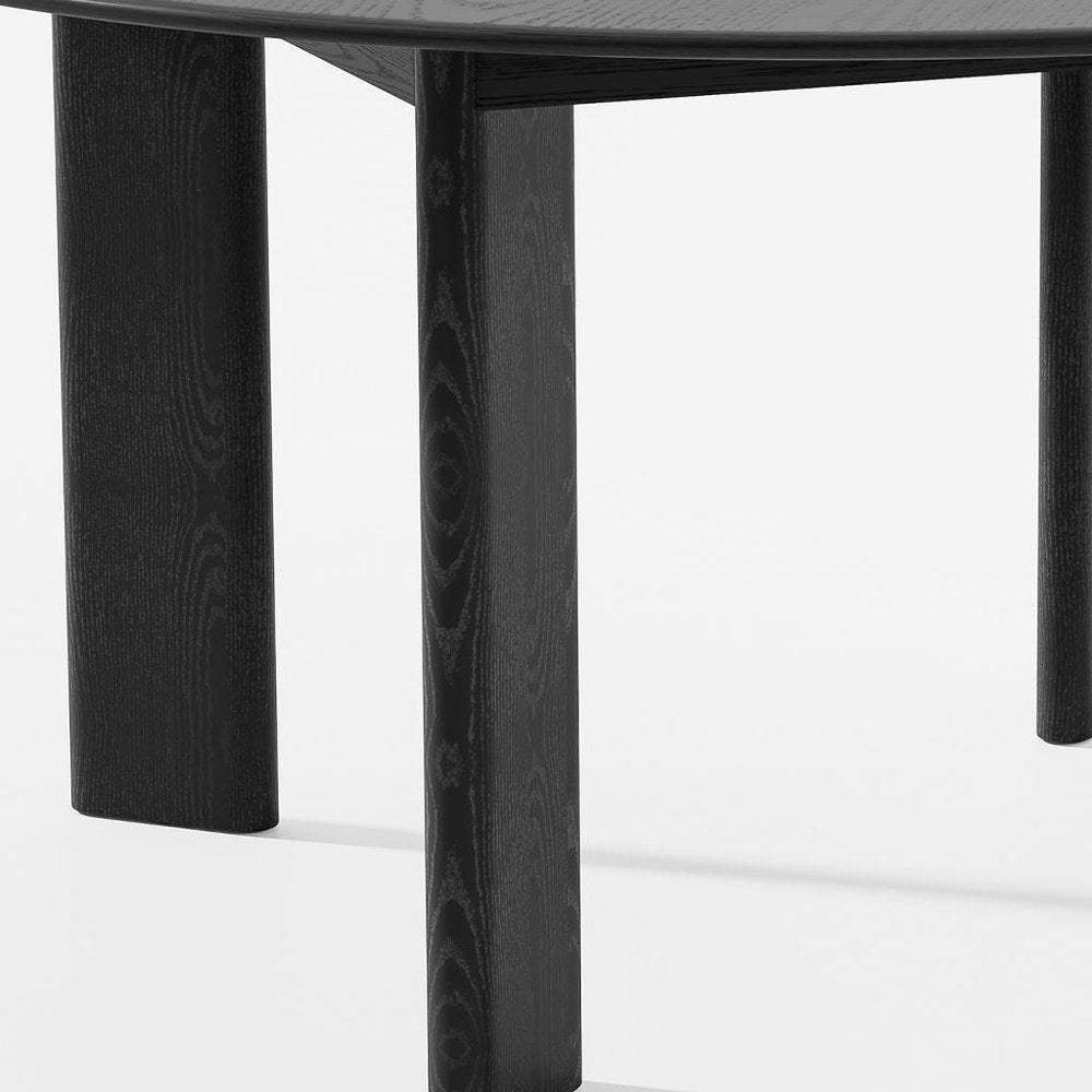 58" Black Solid Wood Round Top Dining Table