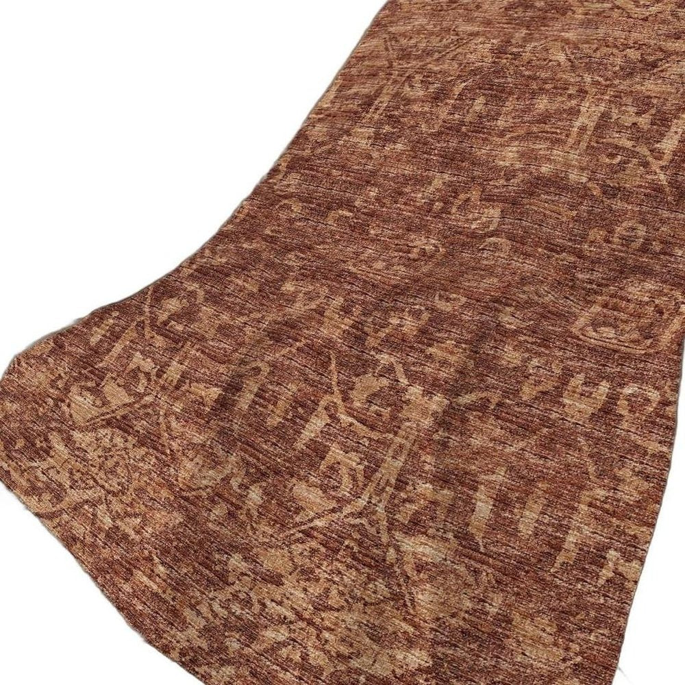 50" X 70" Burgundy And Brown Damask Polyester Woven Plush Throw Blanket