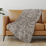 50" X 70" Brown And Beige Damask Polyester Woven Plush Throw Blanket