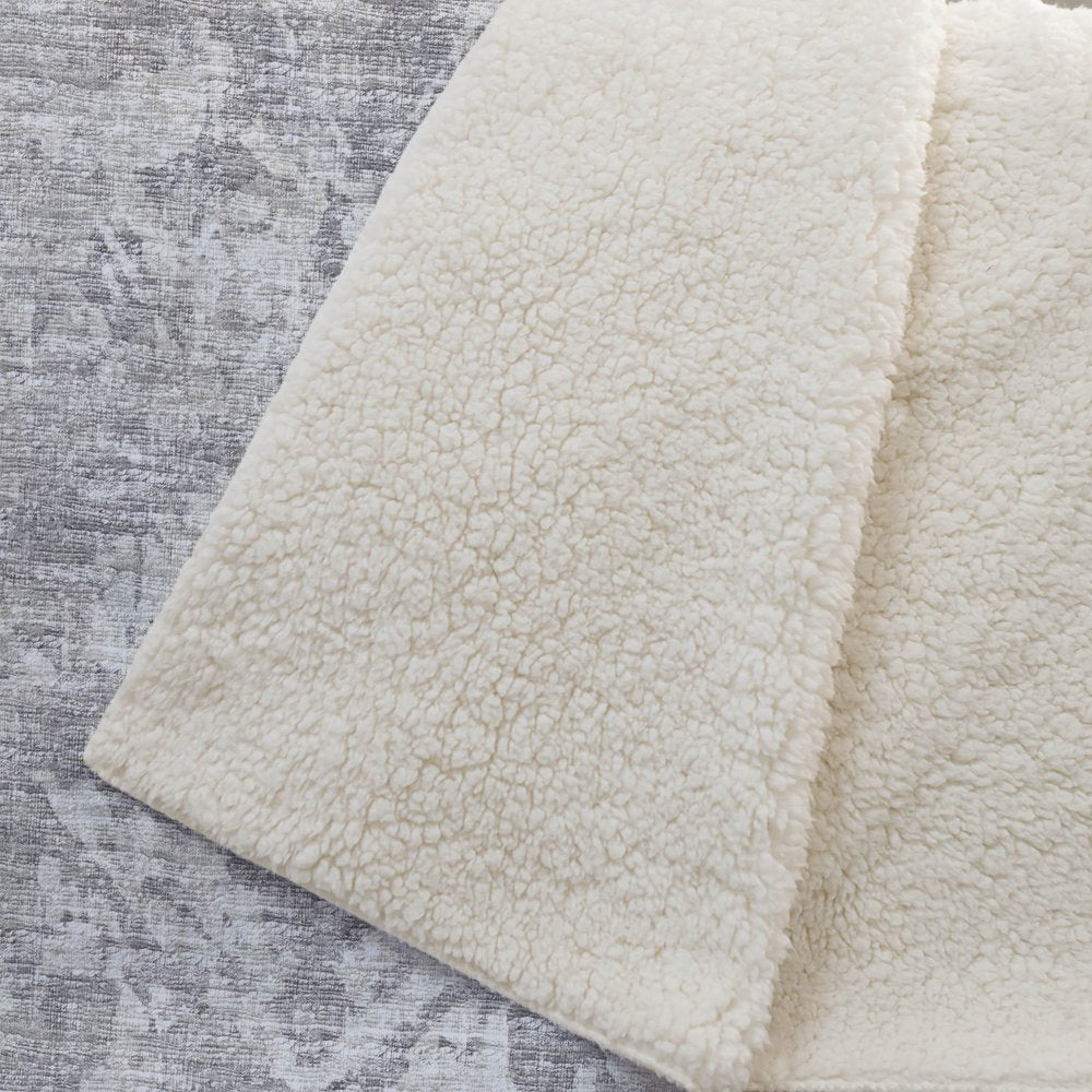 50" X 70" Gray And Ivory Damask Polyester Woven Plush Throw Blanket