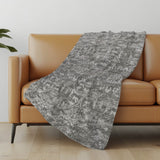 50" X 70" Charcoal And Gray Damask Polyester Woven Plush Throw Blanket