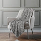 50" X 70" Charcoal And Gray Damask Polyester Woven Plush Throw Blanket