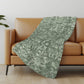 50" X 70" Green And Gray Damask Polyester Woven Plush Throw Blanket