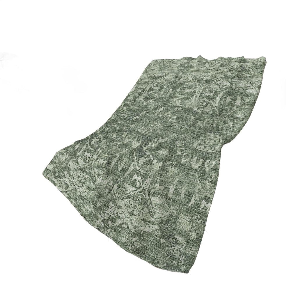 50" X 70" Green And Gray Damask Polyester Woven Plush Throw Blanket
