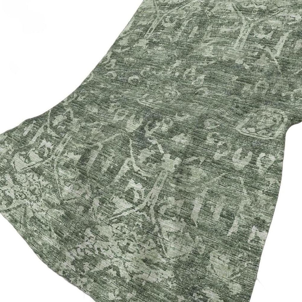 50" X 70" Green And Gray Damask Polyester Woven Plush Throw Blanket