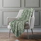 50" X 70" Green And Gray Damask Polyester Woven Plush Throw Blanket