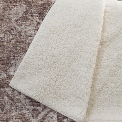 50" X 70" Chocolate And Beige Damask Polyester Woven Plush Throw Blanket