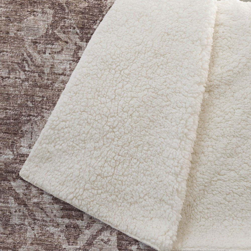 50" X 70" Chocolate And Beige Damask Polyester Woven Plush Throw Blanket