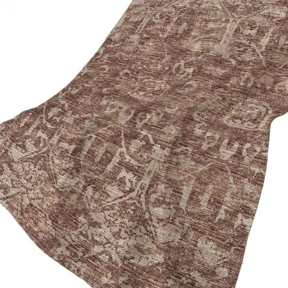 50" X 70" Chocolate And Beige Damask Polyester Woven Plush Throw Blanket