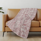 50" X 70" Pink And Ivory Damask Polyester Woven Plush Throw Blanket