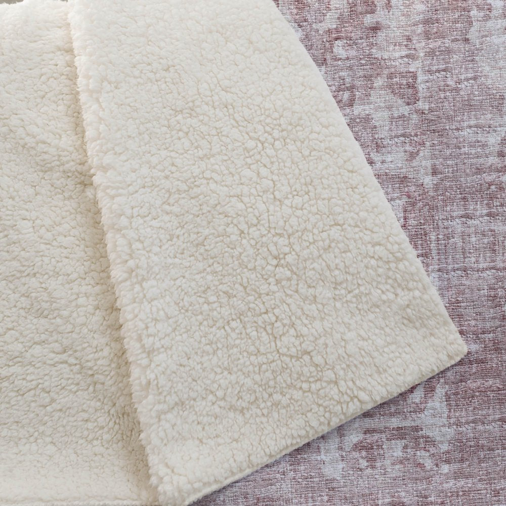 50" X 70" Pink And Ivory Damask Polyester Woven Plush Throw Blanket