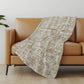 50" X 70" Beige And Ivory Damask Polyester Woven Plush Throw Blanket