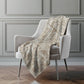 50" X 70" Beige And Ivory Damask Polyester Woven Plush Throw Blanket