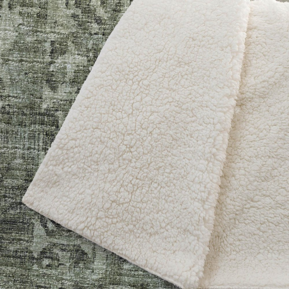 50" X 70" Olive Green And Beige Damask Polyester Woven Plush Throw Blanket