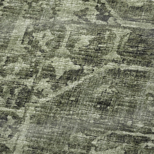 50" X 70" Olive Green And Beige Damask Polyester Woven Plush Throw Blanket