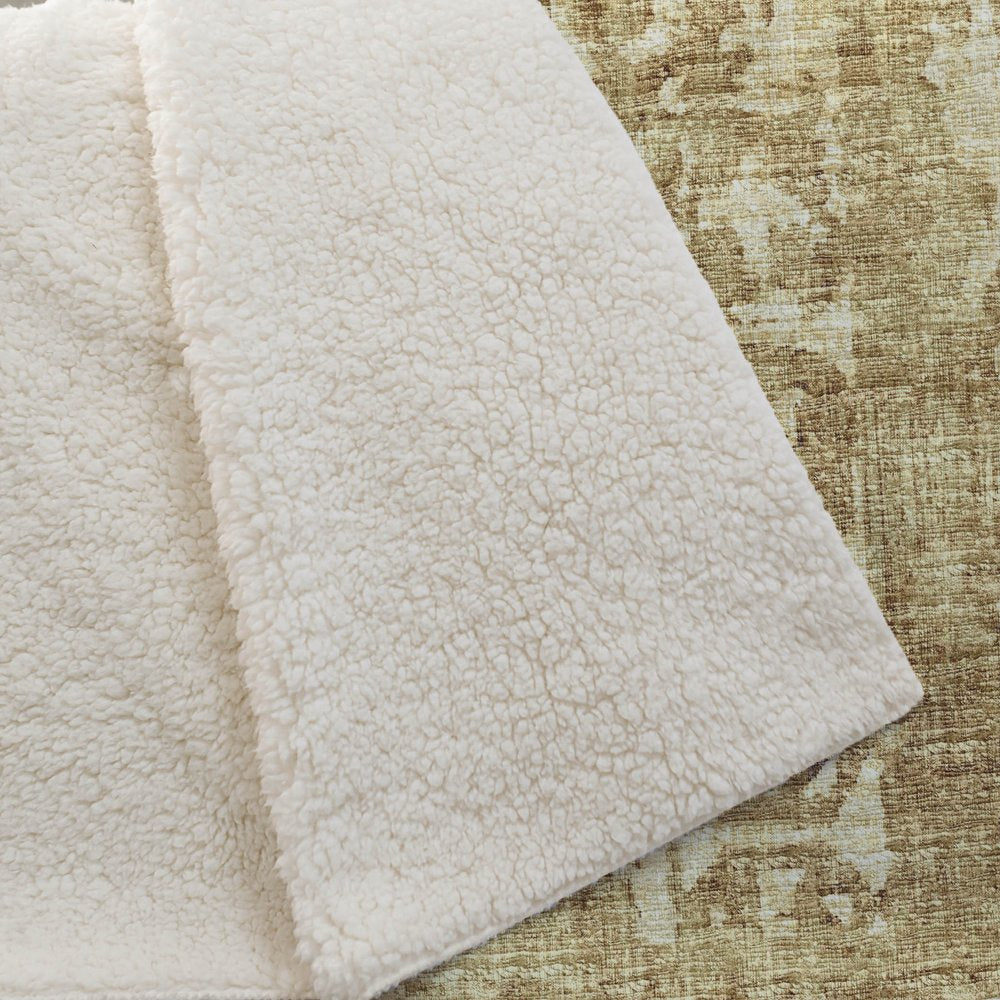 50" X 70" Beige And Tan Damask Polyester Woven Plush Throw Blanket