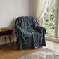 50" X 70" Navy Blue And Gray Damask Polyester Woven Plush Throw Blanket