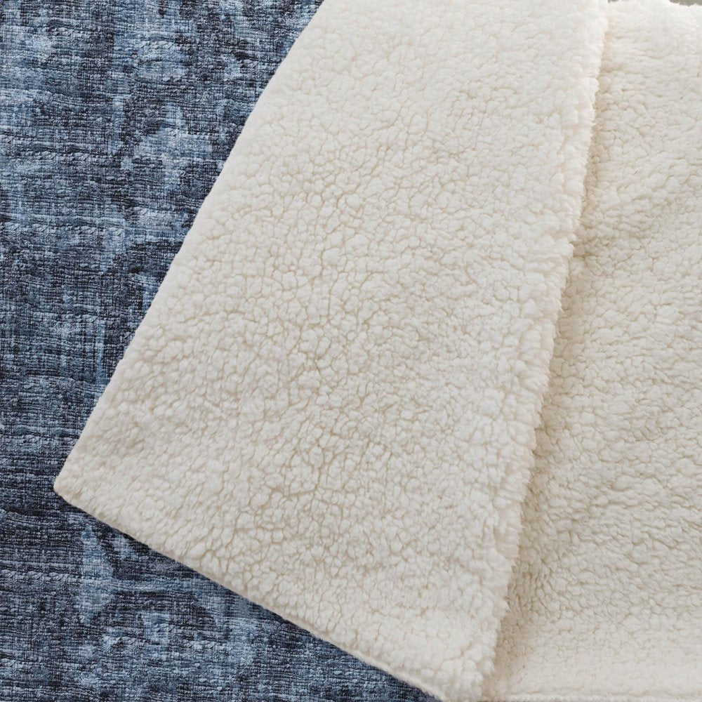 50" X 70" Navy Blue And Gray Damask Polyester Woven Plush Throw Blanket