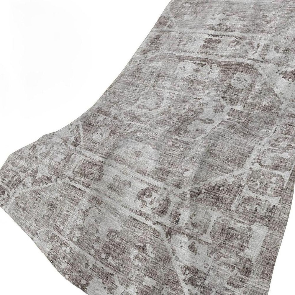 50" X 70" Gray And Charcoal Damask Polyester Woven Plush Throw Blanket