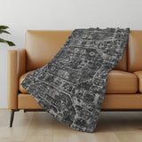 50" X 70" Black And Gray Damask Polyester Woven Plush Throw Blanket
